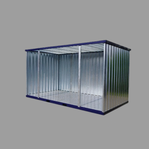 Caseta de jardín 4 × 2 metros – Abierta en lateral largo – RAL 5011 – 16 pies