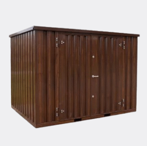 Contenedor estilo madera 3 × 2 m – Puerta doble lado largo – Acabado madera – Nuevo / Usado